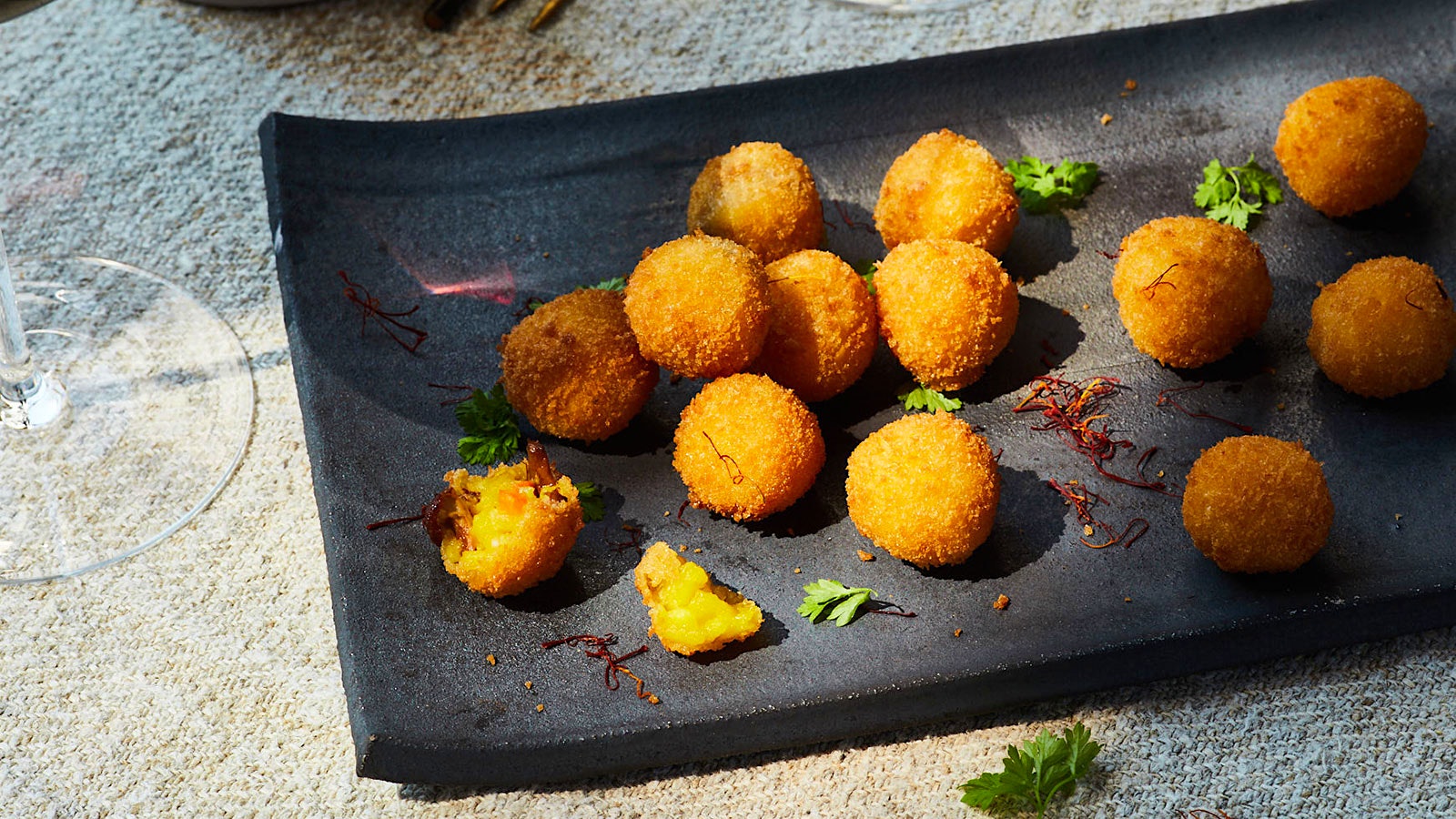 Pumpkin and mushroom arancini.